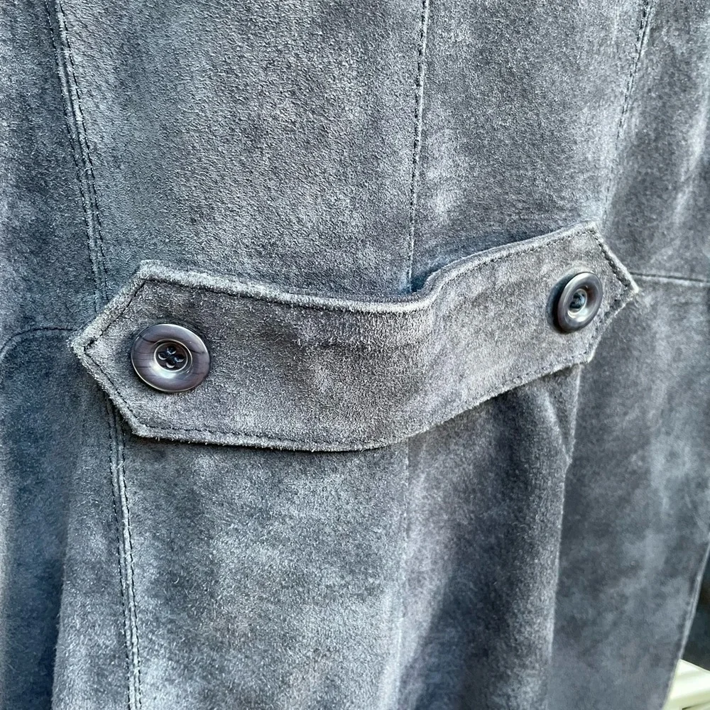 ❌ SOLD ❌ Wilson’s Navy Blue Suede Leather Jacket - Picture 4 of 6